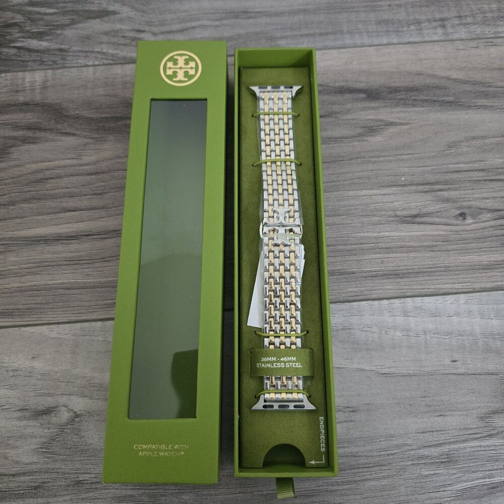Tory Burch Apple Watch Band Two-Tone Steel Bracelet 38-46mm New - Picture 8 of 11